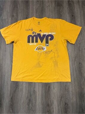 Y2K Adidas Kobe Bryant MVP NBA Finals Yellow Shirts Sz 2XL Basketball 2009 2010